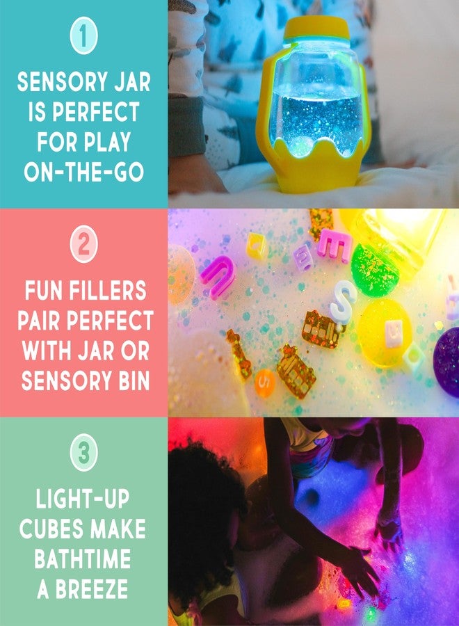 Glo Pals Play Pack Bundle with Sensory Play Jar, Water-Activated Light-Up Cubes, and Fun Fillers - Sensory Toys for Toddlers - Sensory Toy Kit with Light Up Cubes for Bathtub - Easy as ABC - Image 2